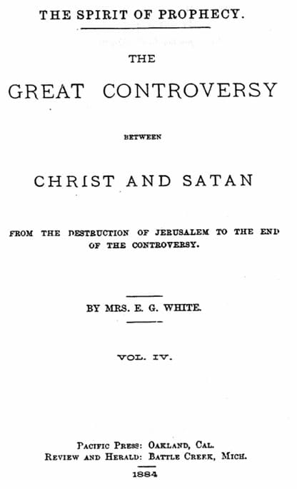 1884 Great Controversy first edition cover